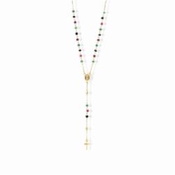 Lillian Vassago Zlatý náhrdelník s rubíny, smaragdy a safíry LLV22-GN016RZ