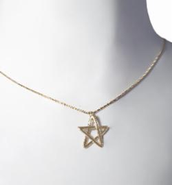 Klára Bílá Jewellery Dámský Zlatý Náhrdelník Pentagram 40-45cm
