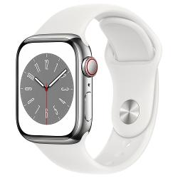 Apple Apple Watch Series 8 Gps + Cellular 45mm Silver Steel, White Sport