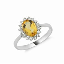 Lillian Vassago Zlatý prsten s citrínem a brilianty LLV11-SMR5650-02-CIT