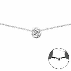 Olivie Choker Řetízek Stříbrná Růže 2723