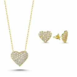 Olivie Sada Stříbrných Šperků Zlaté Srdce 2352