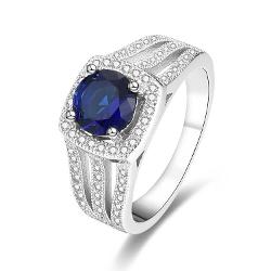 Beneto Stříbrný Prsten S Modrým Krystalem Agg326 60 Mm