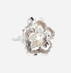 Klára Bílá Jewellery Dámský Zlatý Zásnubní Prsten Pulsatilla S Diamantem A Květinou Z Bílého Zlata 41 (13,0mm)