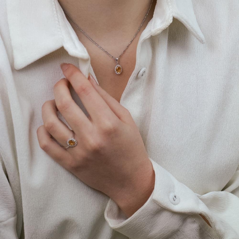 Lillian Vassago Zlatý prsten s citrínem a brilianty LLV11-SMR5637-02-CIT image 11