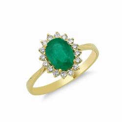 Lillian Vassago Zlatý prsten se smaragdem a brilianty LLV11-SMR5650-01-EMR