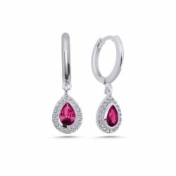 Olivie Stříbrné Náušnice Kapka Ruby 7148