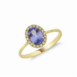 Lillian Vassago Zlatý prsten s tanzanitem a brilianty LLV11-SMR5637-01-TAN