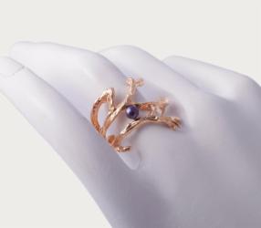 Masivní pozlacený prsten Berries dámský ze stříbra s perlou Velikost prstenu: 41 (13,0mm)