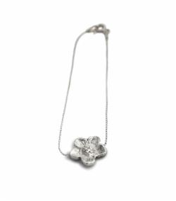 Klára Bílá Jewellery Dámský Stříbrný Řetízkový Náramek Pulsatilla S Květinou Xxs (14-16cm)