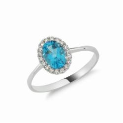 Lillian Vassago Zlatý prsten s modrým topazem a brilianty LLV11-SMR5637-02-BTZ
