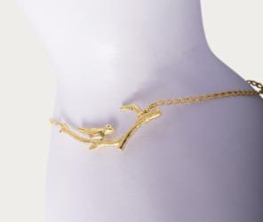 Klára Bílá Jewellery Pozlacený Dámský Náramek Bird S Ptáčkem Ze Stříbra Xxs (14-16cm)
