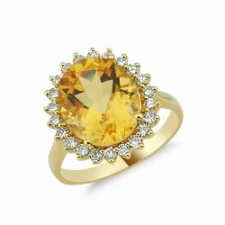 Lillian Vassago Zlatý prsten s citrínem a brilianty LLV11-SMR5651-01-CIT
