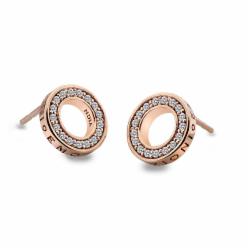 Stříbrné náušnice Hot Diamonds Emozioni Saturno Rose Gold DE409