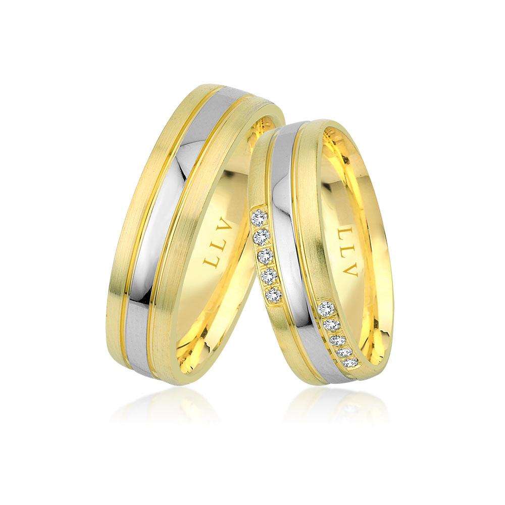 Lillian Vassago Snubní prsteny AMG1057 Barva zlata: Z-B kombinovaná - žlutá/bílá, Druh kamene: Zirkony image 1