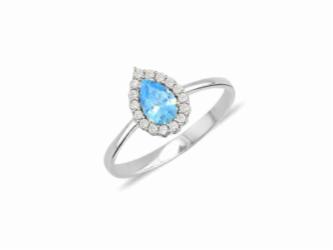 Lillian Vassago Zlatý prsten s modrým topazem a brilianty LLV11-SMR5639-02-BTZ