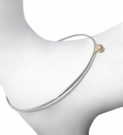 Klára Bílá Jewellery Dámský Stříbrný Minimalistický Náramek Luna Se Zlatou Kuličkou Xxs (14-16cm)