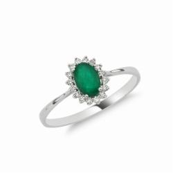 Lillian Vassago Zlatý prsten se smaragdem a brilianty LLV11-SMR5647-02-EMR