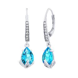 Silvego Stříbrné Náušnice Clarissa Se Swiss Blue Topaz A Brilliance Zirconia Jjj1267ets