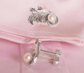 Manžetové unisex knoflíčky Barok ze stříbra s perlou Barva perly: Champagne
