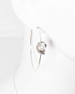 Klára Bílá Jewellery Dámské Kruhové Náušnice Barok S Perlou Stříbro 925/1000, Barva Perly: Bílá