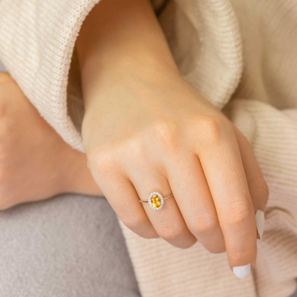 Lillian Vassago Zlatý prsten s citrínem a brilianty LLV11-SMR5637-02-CIT image 2