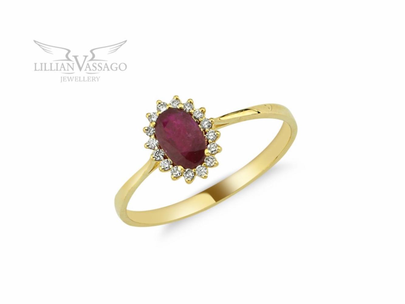 Lillian Vassago Zlatý prsten s rubínem a brilianty LLV11-SMR5647-01-RUB image 1