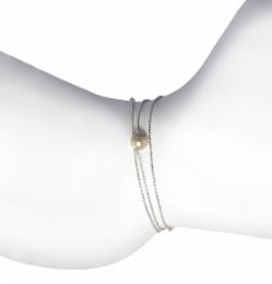 Klára Bílá Jewellery Dámský Stříbrný Minimalistický Náramek Luna Se Zlatou Kuličkou Řetízek Xxs (14-16cm)