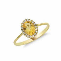 Lillian Vassago Zlatý prsten s citrínem a brilianty LLV11-SMR5637-01-CIT