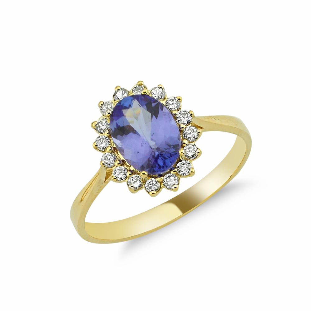 Lillian Vassago Zlatý prsten s tanzanitem a brilianty LLV11-SMR5650-01-TAN image 1