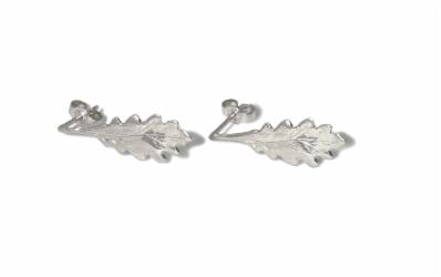 Klára Bílá Jewellery Dámské Náušnice S Listy Oak Pecky Stříbro 925/1000 Pro Ženy