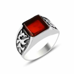 Olivie Pánský Stříbrný Prsten Červený Achát 5700 Velikost Prstenů: 9 (Eu: 59-61)