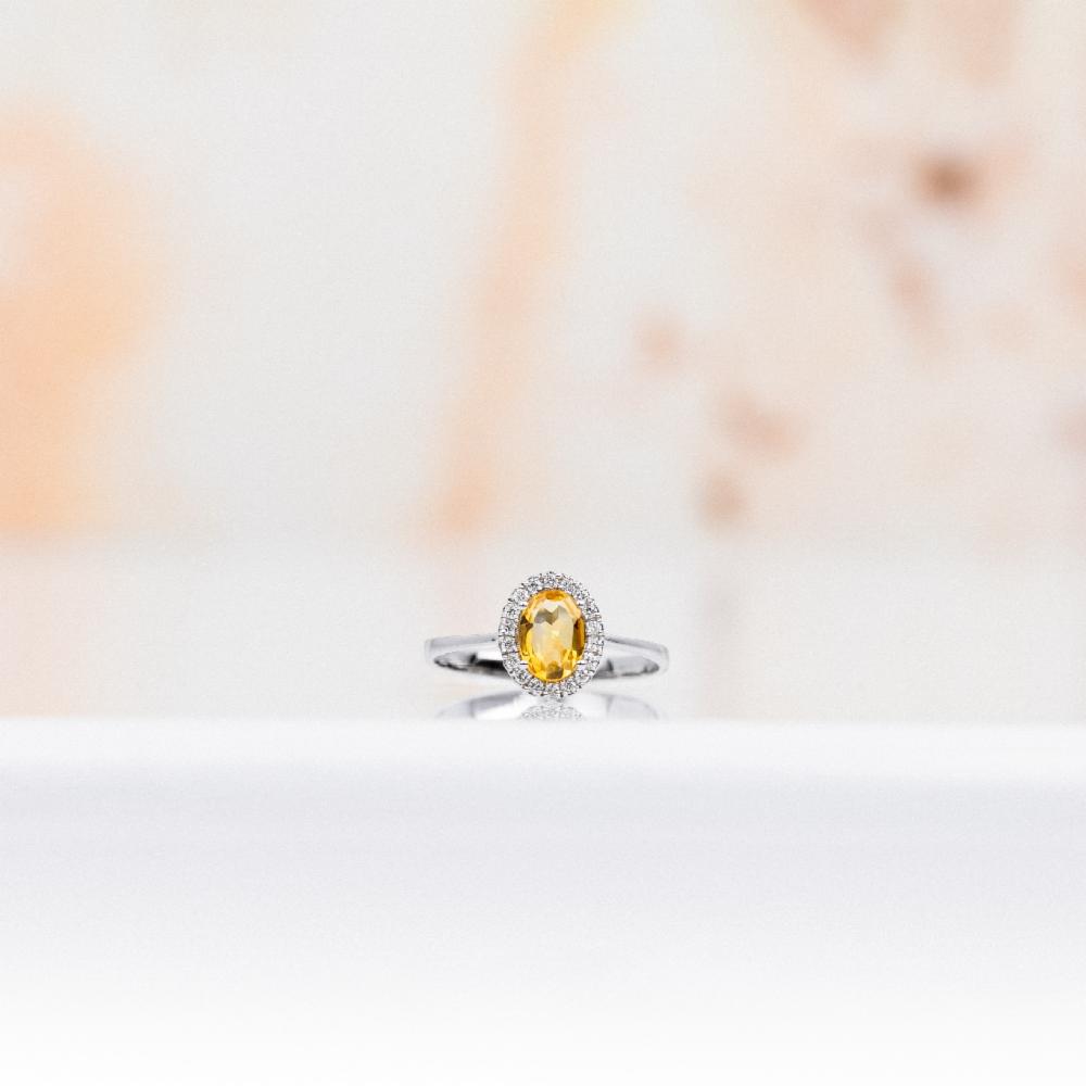 Lillian Vassago Zlatý prsten s citrínem a brilianty LLV11-SMR5637-02-CIT image 4