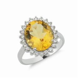Lillian Vassago Zlatý prsten s citrínem a brilianty LLV11-SMR5651-02-CIT