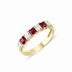 Lillian Vassago Zlatý prsten se syntetickým rubínem LLV22-GR061YR