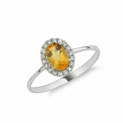 Lillian Vassago Zlatý prsten s citrínem a brilianty LLV11-SMR5637-02-CIT