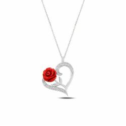Olivie Stříbrný Náhrdelník Růže & Srdce 5336