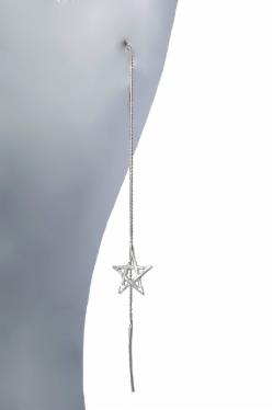 Klára Bílá Jewellery Dámské Visací Náušnice Pentagram Stříbro 925/1000