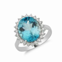 Lillian Vassago Zlatý prsten s modrým topazem a brilianty LLV11-SMR5651-02-BTZ