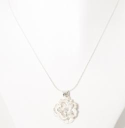 Klára Bílá Jewellery Dámský Stříbrný Náhrdelník Pulsatilla S Květinou 40-45cm