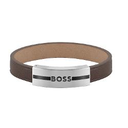 Hugo Boss Fashion Kožený Hnědý Náramek 1580496 19 Cm
