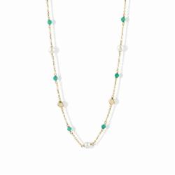 Lillian Vassago Zlatý náhrdelník s acháty a říční perly LLV22-GN014