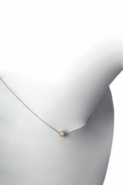 Klára Bílá Jewellery Dámský Stříbrný Minimalistický Náhrdelník Luna Se Zlatou Kuličkou 40-45cm