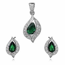 Olivie Smaragdová Sada Stříbrných Šperků 2685