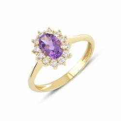Lillian Vassago Zlatý prsten s ametystem LLV22-GR017YA